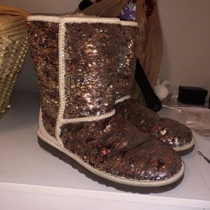 reverse sequin champagne uggs